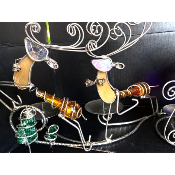 Holiday Home Accents Stained Glass Santa and Reindeer Candle Holder - Picture 4 of 10